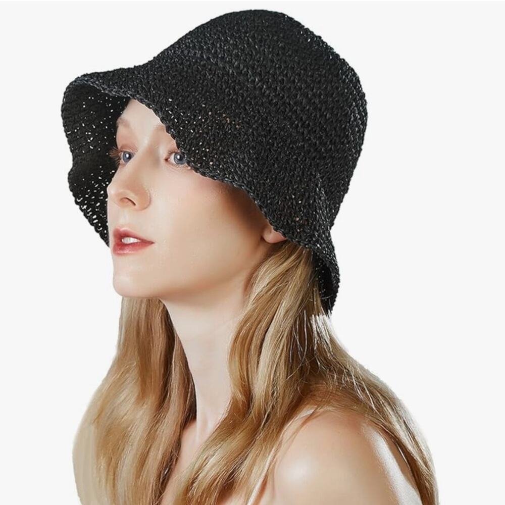 Amazon Black Floppy Straw Hat